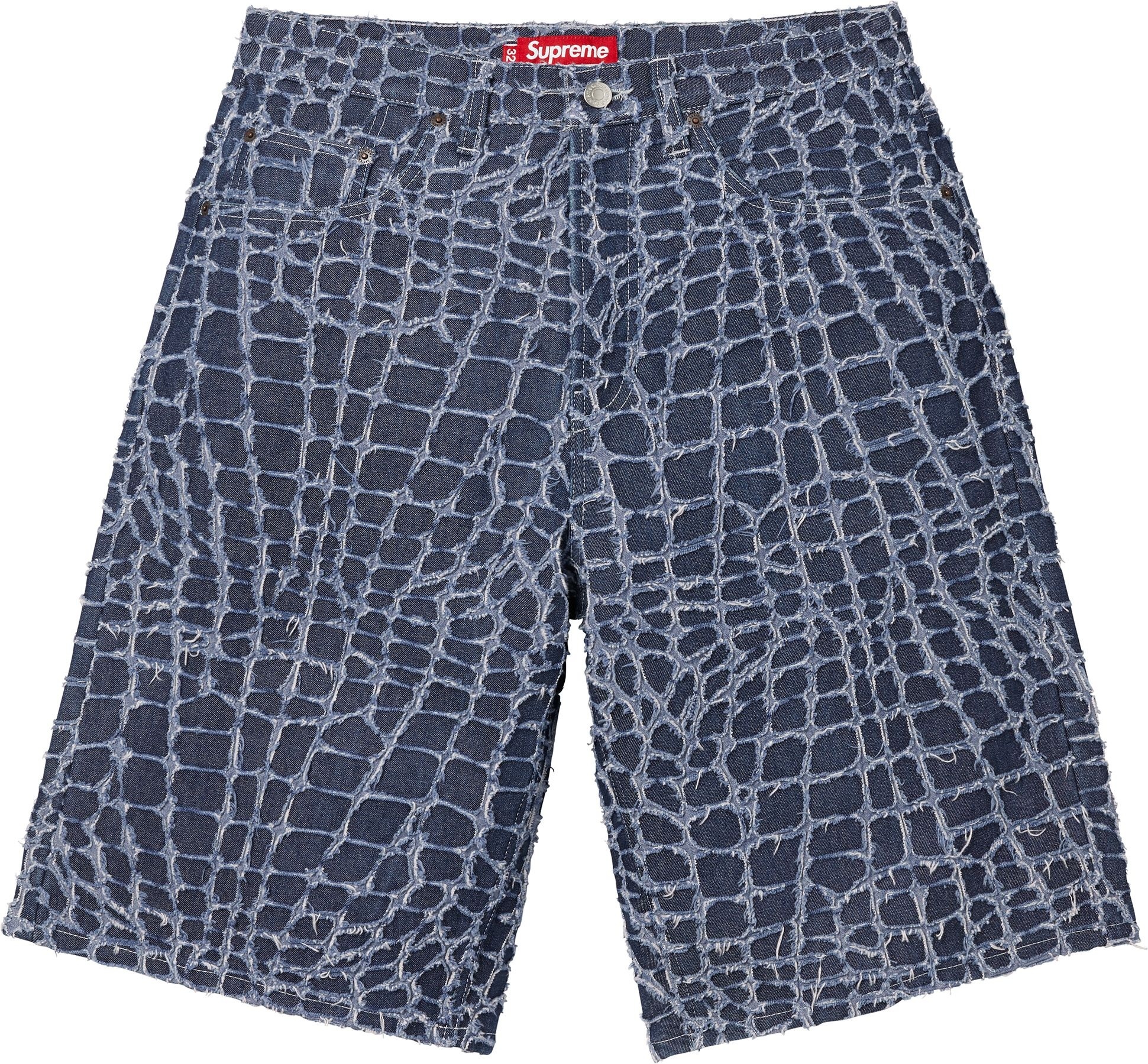 Frayed Croc Baggy Denim Short view 4
